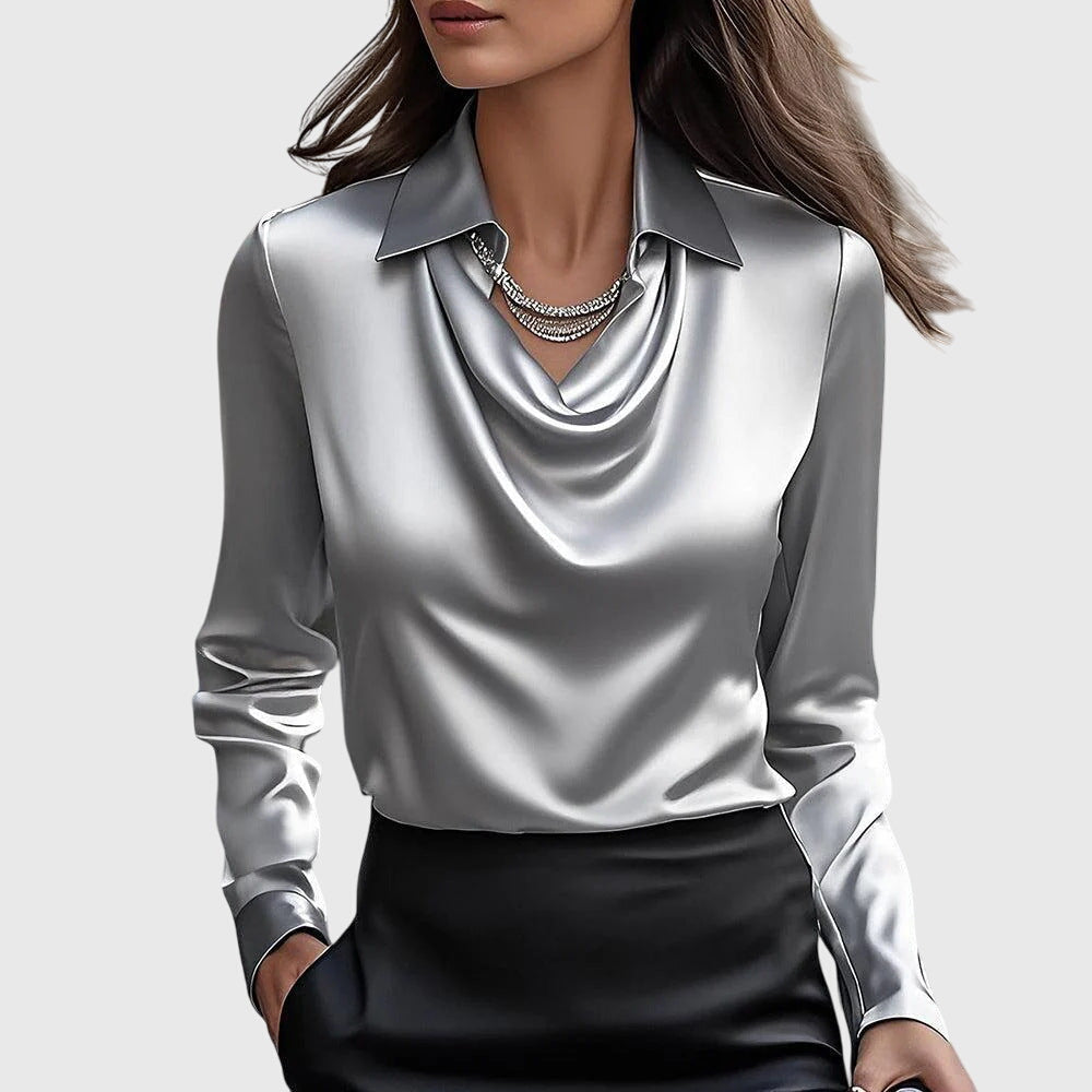 Michaela™ | Elegantná Blúzka z Lesklého Saténu