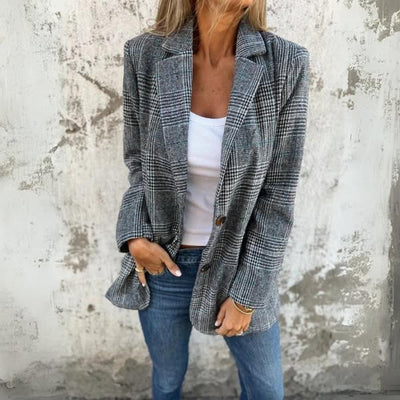 Diana - Klasická Blazer Vesta s Kockovaným Vzorom v Nadčasovom Štýle