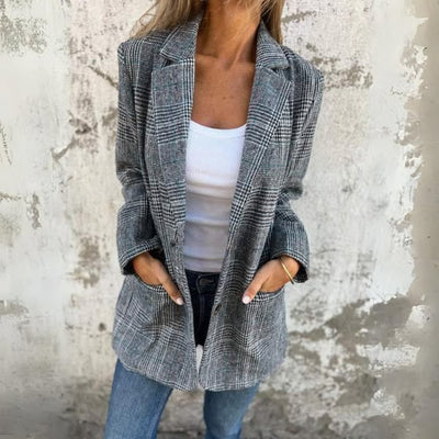 Diana - Klasická Blazer Vesta s Kockovaným Vzorom v Nadčasovom Štýle