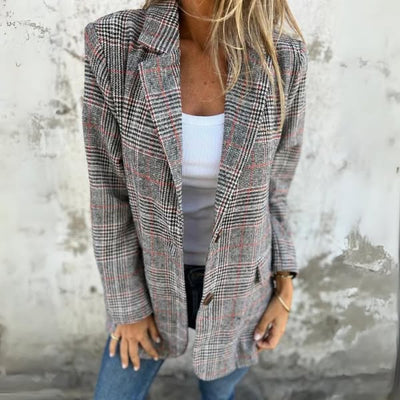 Diana - Klasická Blazer Vesta s Kockovaným Vzorom v Nadčasovom Štýle