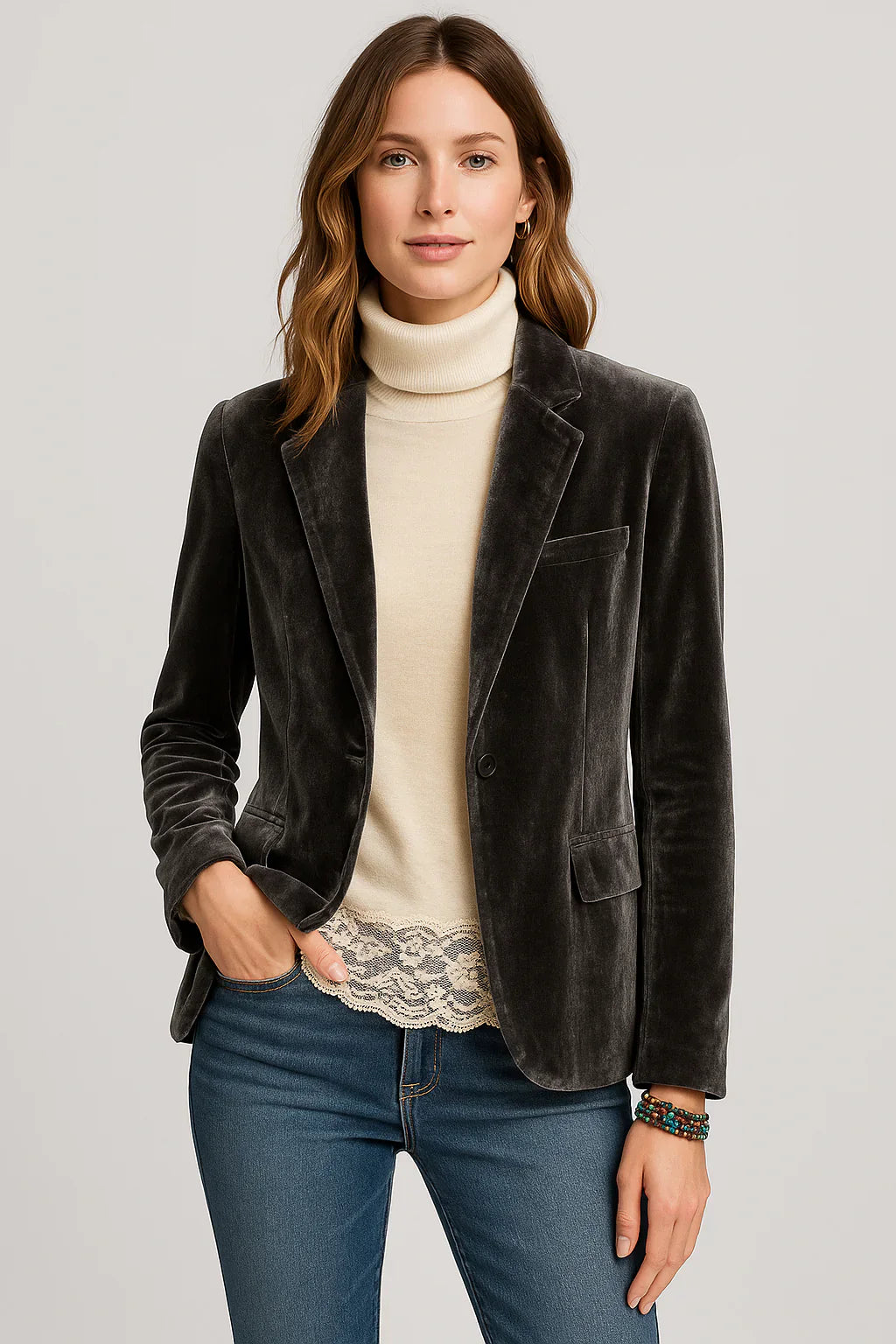 Madeleine - Elegantné Sako z Prémiového Zamatového Materiálu