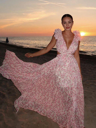 Talia™ | Elegantná maxi šaty s plisovaním a otvoreným chrbtom