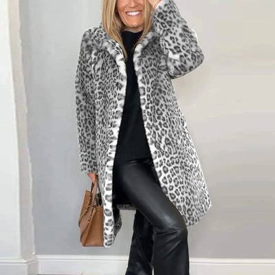 Jovanka - Leopardí vzorovaný kožušinový kabát