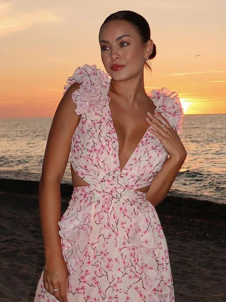 Talia™ | Elegantná maxi šaty s plisovaním a otvoreným chrbtom
