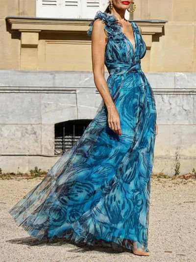 Lucia™ | Modrá Peplum Šaty
