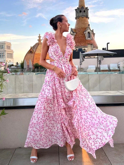 Talia™ | Elegantná maxi šaty s plisovaním a otvoreným chrbtom