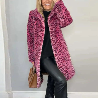 Jovanka - Leopardí vzorovaný kožušinový kabát