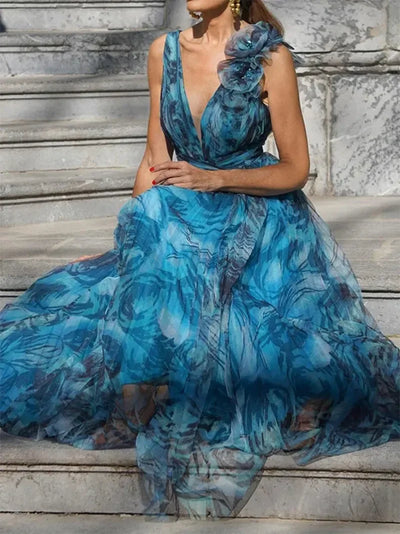 Lucia™ | Modrá Peplum Šaty