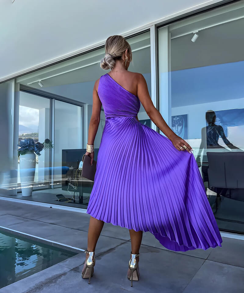 Liron™ | Elegantná midi šaty s jedným ramenom