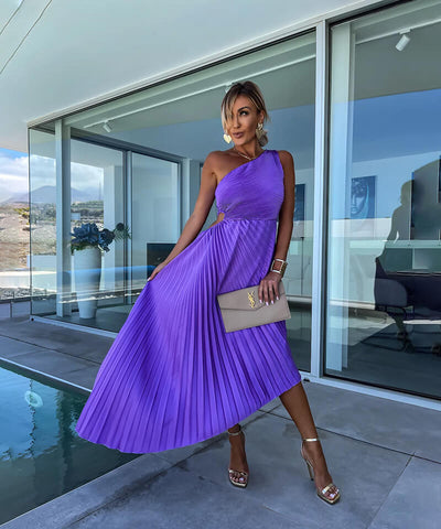 Liron™ | Elegantná midi šaty s jedným ramenom