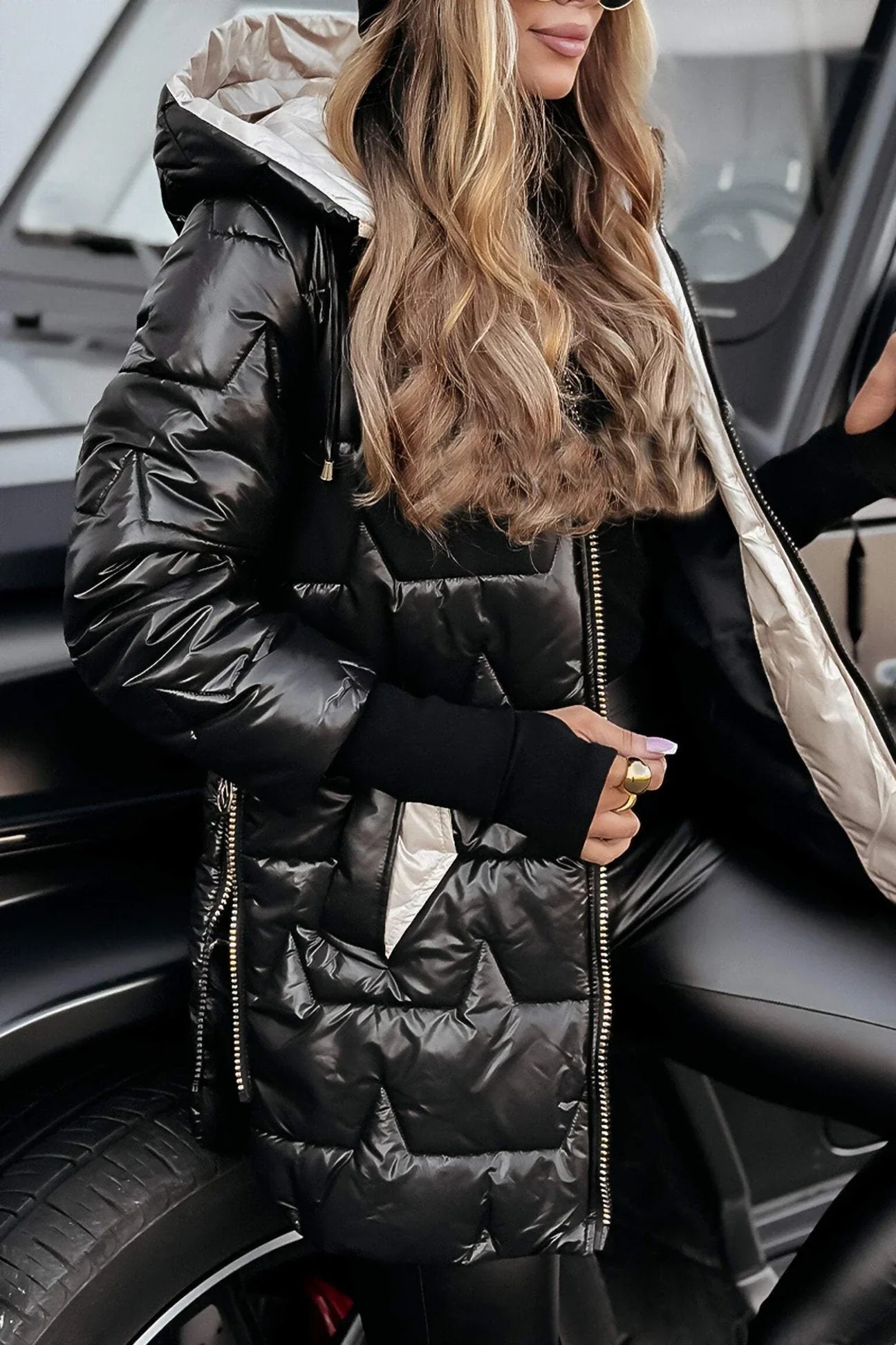 Nolwen - Elegantný Zimný Kabát s Kapucňou a Izoláciou
