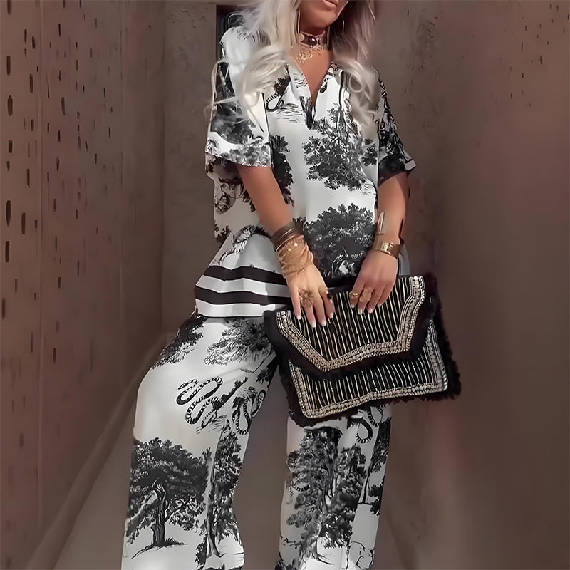 Nela l Top s výstrihom do V + Dlhé nohavice – Elegantný a ľahký štýl na leto 